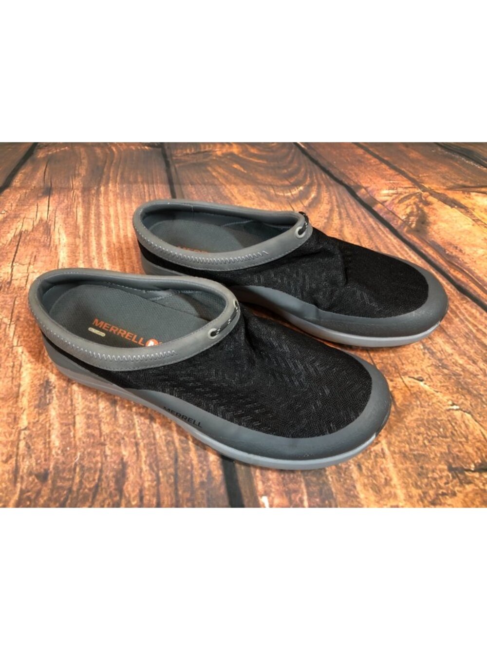 Merrell Womens 9.5 Applaud Black Mesh Slide Slip On Casual Mule Shoes